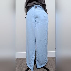 Women's Trousers Large Wide Leg High Waist Flowy Beach Cover-up Light Blue NWOT